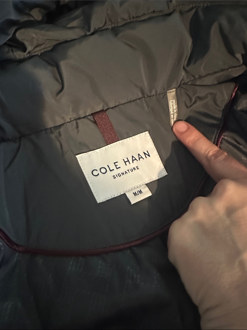 Like New! Cole Haan Signature Long Puffer Coat Hood - Gray-Green Sz Medium - Picture 8 of 10